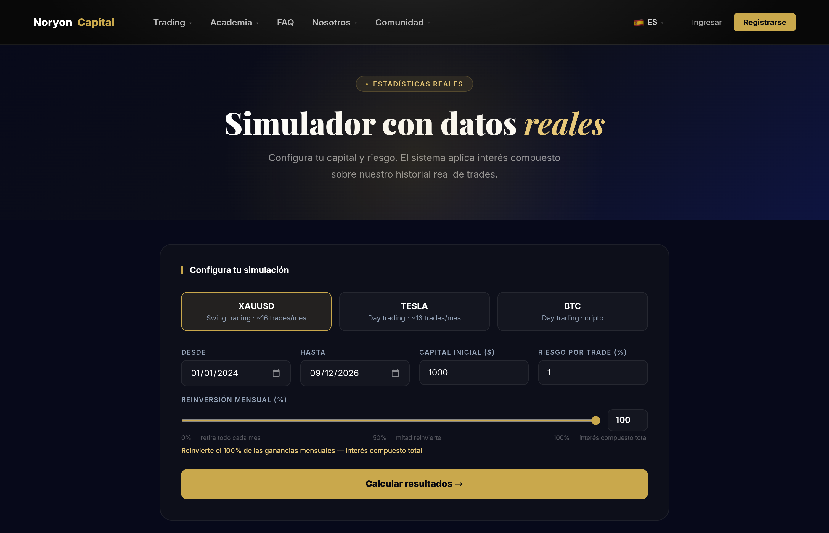 La Calculadora te deja simular tu capital con interés compuesto sobre datos reales.