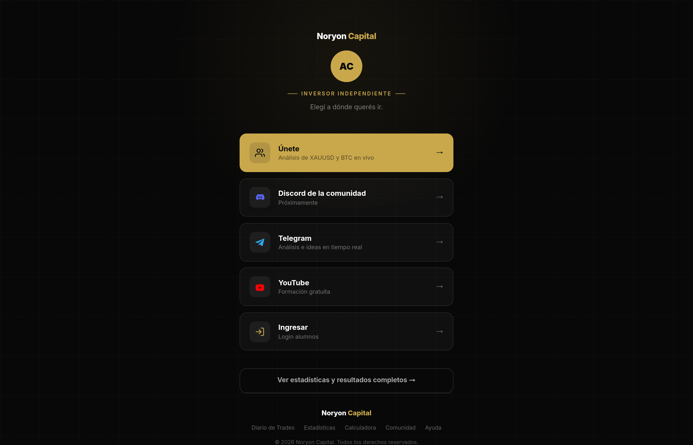 noryoncapital.com/link.html — el hub central con todos los canales